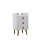 Mesa Cabeceira Branco 3 Gavetas Em Mdf Com Puxadores