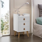 Mesa Cabeceira Branco 3 Gavetas Em Mdf Com Puxadores