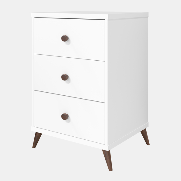 Mesa Cabeceira C/ Pés Retro Bond Branca