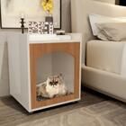 Mesa Cabeceira Casinha De Cachorro/gato Pet Off White/freijó