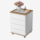 Mesa Cabeceira Decor C/ Vidro E Gaveta Colmeia Branco/amêndoa