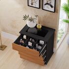 Mesa Cabeceira Decor C/ Vidro Gaveta Maquiagem Pr Nature Mdf