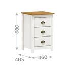 Mesa Cabeceira Em Madeira 3 Gavetas Linha Topázio - Branco/ca