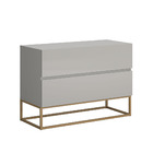 Mesa Cabeceira Eros 60 Cm Off White Pés De Ferro Dourado