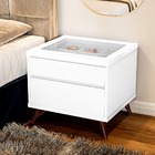 Mesa Cabeceira Gaveta Secreta E Colmeia Zap Pés Retro Branco