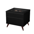 Mesa Cabeceira Gaveta Secreta E Colmeia Zap Pés Retro Preto