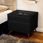 Mesa Cabeceira Gaveta Secreta E Colmeia Zap Pés Retro Preto