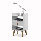 Mesa Cabeceira Lateral Branco 1 Gaveta 2 Nichos - Envio Já