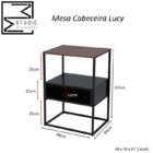 Mesa Cabeceira Lucy Moderna Quarto Sala Apoio Cama - Preto