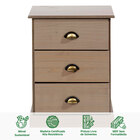 Mesa Cabeceira Madeira 3 Gavetas Paris - Cinza Escuro