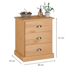 Mesa Cabeceira Madeira 3 Gavetas Paris - Mel