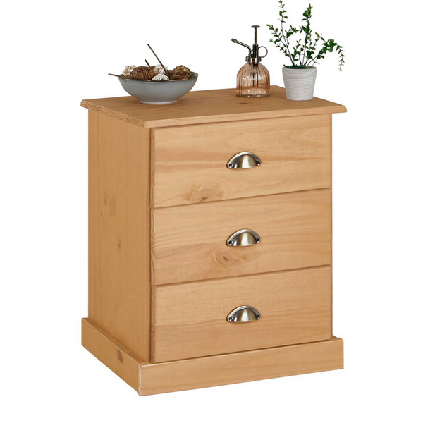 Mesa Cabeceira Madeira 3 Gavetas Paris - Mel