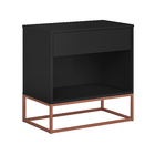 Mesa Cabeceira Malta  Preto  Estilo Industrial Pés De Ferro C