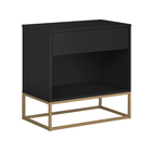 Mesa Cabeceira Malta Preto Para Cama Casal Com Pés De Ferro E