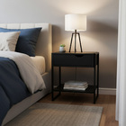 Mesa Cabeceira Mdf Metal Black Apoio Chamoso Quarto Cama