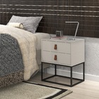 Mesa Cabeceira Off White Cama Box Estilo Industrial Puxador C