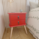 Mesa Cabeceira Redonda Madeira Maciça Retrô Premium B3  Verme