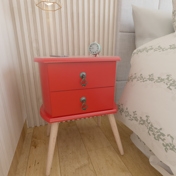 Mesa Cabeceira Redonda Madeira Maciça Retrô Premium B3  Verme