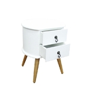 Mesa Cabeceira Redonda Madeira Maciça Retrô Premium B3 Branco