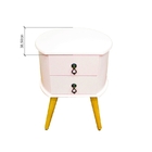 Mesa Cabeceira Redonda Madeira Maciça Retrô Premium B3 Rosa