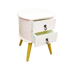 Mesa Cabeceira Redonda Madeira Maciça Retrô Premium B3 Rosa