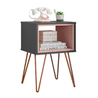 Mesa Cabeceira Retrô Grafito/rose Metal Dallas Ac