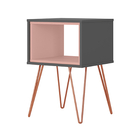 Mesa Cabeceira Retrô Grafito/rose Metal Dallas Ac