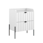 Mesa Cabeceira Retro Industrial Moriah 45cm Gavetas Laqueadas