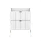 Mesa Cabeceira Retro Industrial Moriah 45cm Gavetas Laqueadas