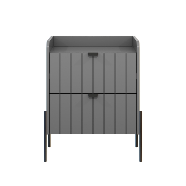 Mesa Cabeceira Retro Industrial Moriah 45cm Gavetas Laqueadas