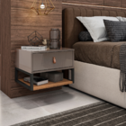 Mesa Cabeceira Sigma Cinza Perola/noce