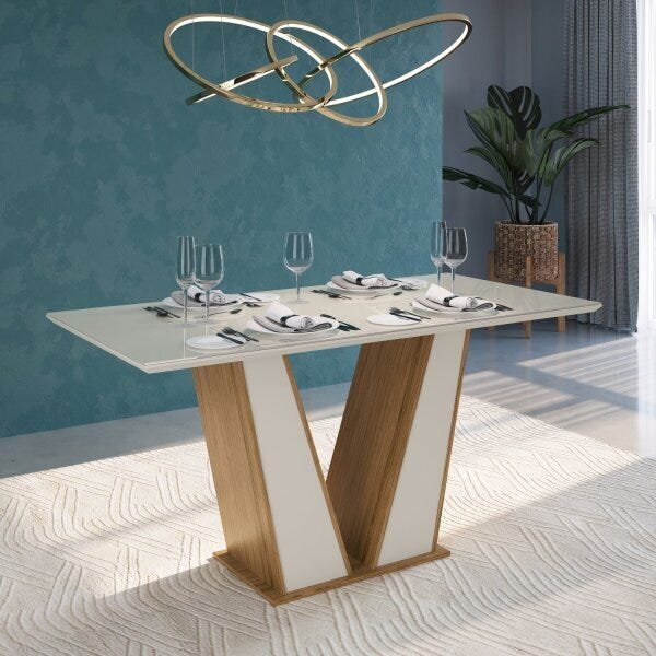 Mesa Camila Espresso Móveis Nature/off White