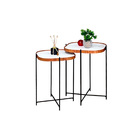 Mesa Canto Lateral Conjunto Apoio Moderna Pequena Redonda Dec