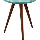 Mesa Canto Lateral Pé Palito Redonda Tampo Vidro Laqueado  Az