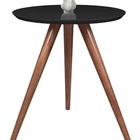 Mesa Canto Lateral Pé Palito Redonda Tampo Vidro Laqueado  Of