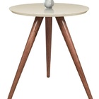 Mesa Canto Lateral Pé Palito Redonda Tampo Vidro Laqueado  Of