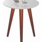 Mesa Canto Lateral Pé Palito Redonda Tampo Vidro Laqueado  Of