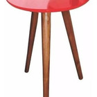 Mesa Canto Lateral Redonda Pés Palito Tampo Vidro Laqueado  V