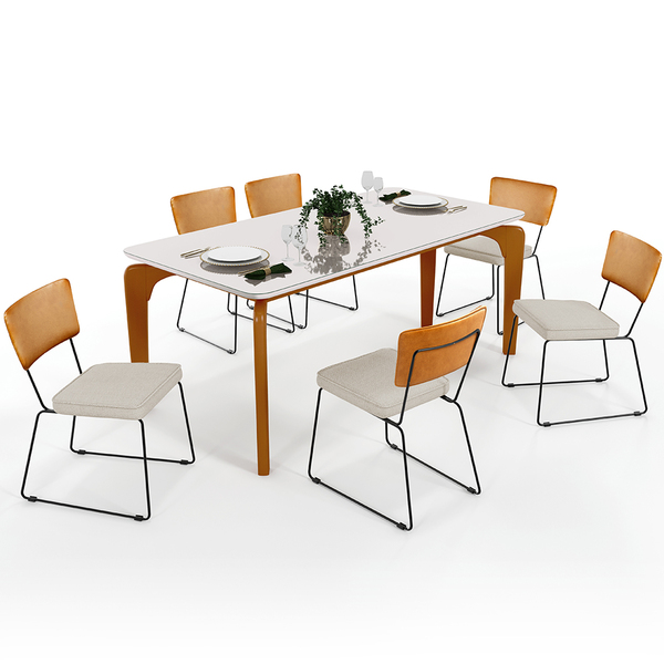 Mesa Capri 160cm Off White Com 6 Cadeiras Allana B05 Couríssi