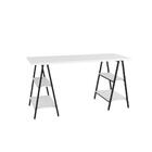 Mesa Cavalete 150x60x75cm Branco Chess/est.preta Branco