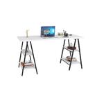 Mesa Cavalete 150x60x75cm Branco Chess/est.preta Branco