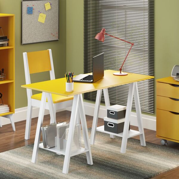 Mesa Cavalete Para Escritório Tutti Colors Com Pintura De Alt