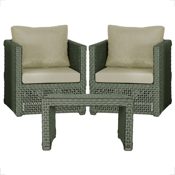 Mesa Centro E 2 Poltronas Madri Corda Náutica Estofado 7 Tram