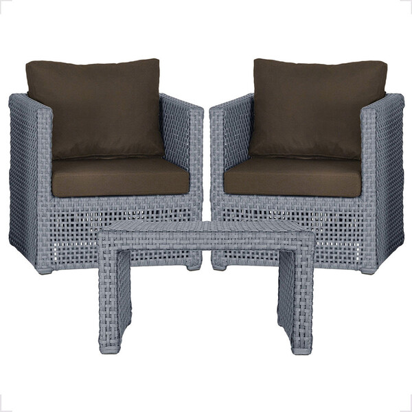 Mesa Centro E 2 Poltronas Madri Corda Náutica Estofado 9 Tram