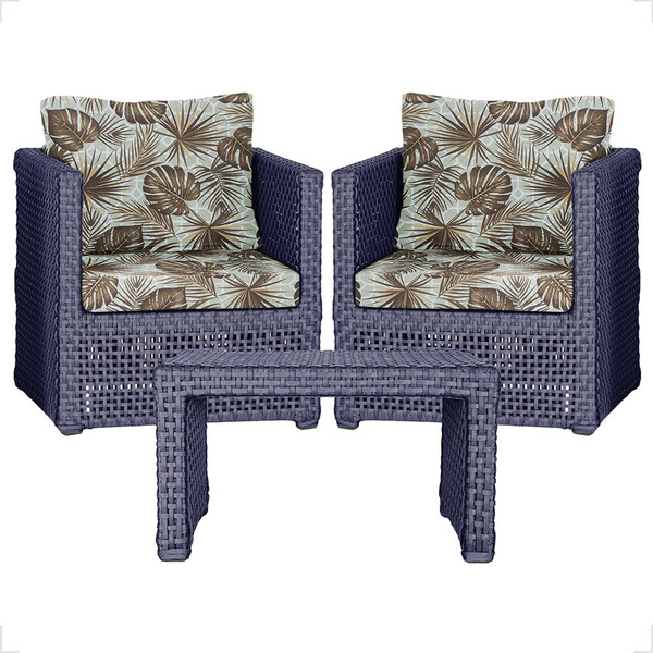 Mesa Centro E 2 Poltronas Madri Corda Náutica Estofado  6 Tra