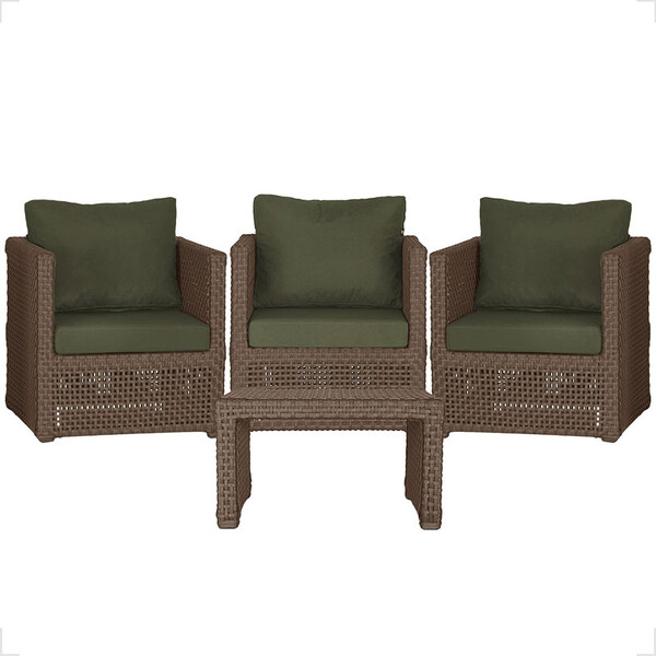 Mesa Centro E 3 Poltronas Madri Corda Náutica Estofado 13 Tra