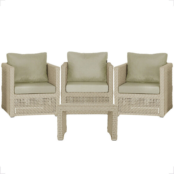 Mesa Centro E 3 Poltronas Madri Corda Náutica Estofado 7 Tram