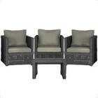 Mesa Centro E 3 Poltronas Madri Corda Náutica Estofado 8 Tram