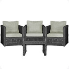 Mesa Centro E 3 Poltronas Madri Corda Náutica Estofado  3 Tra