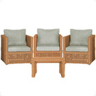 Mesa Centro E 3 Poltronas Madri Corda Náutica Estofado  3 Tra